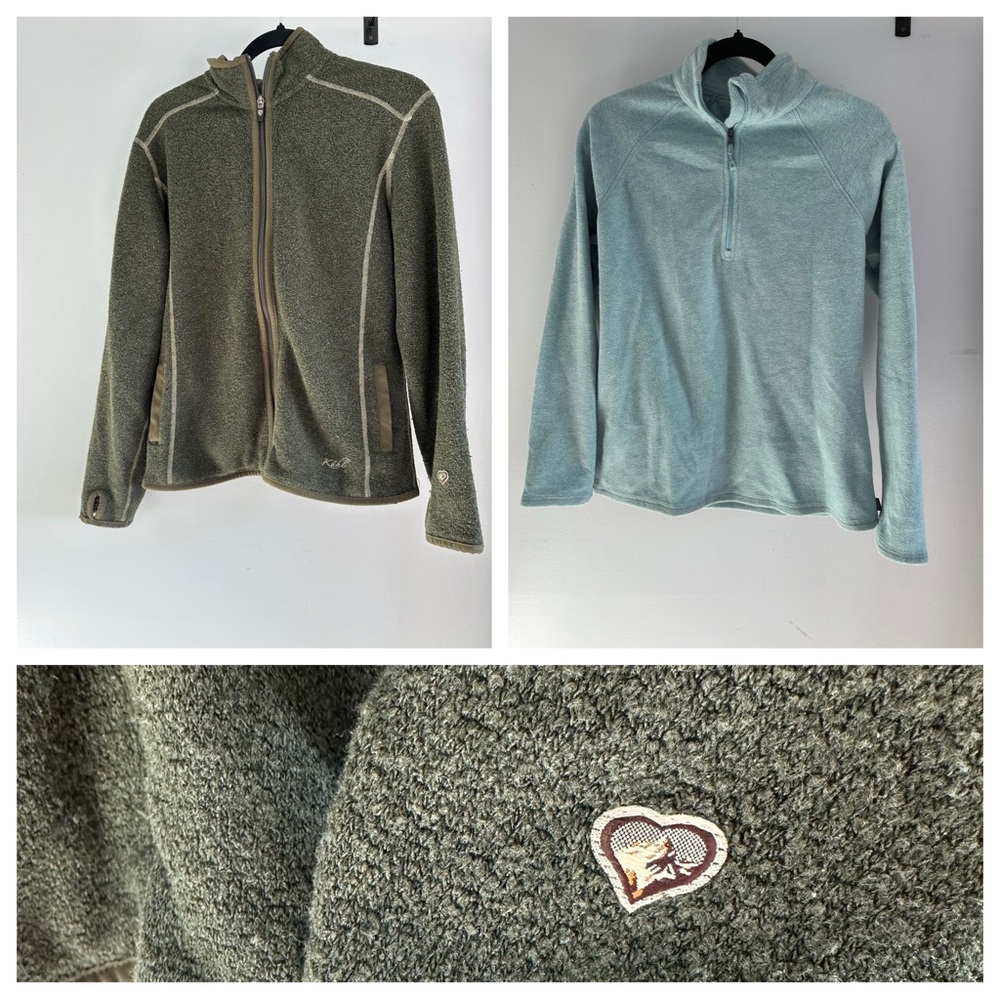 Kuhl Green and Light Blue Fleece Jackets